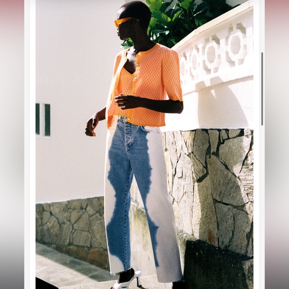 Zara high rise straight tie dye jeans - Picture 4 of 8